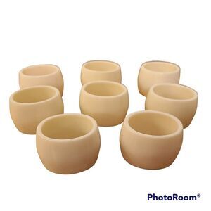 Oval Plastic Napkin Rings Set of Eight Creamy White 60s-70s Retro Vintage